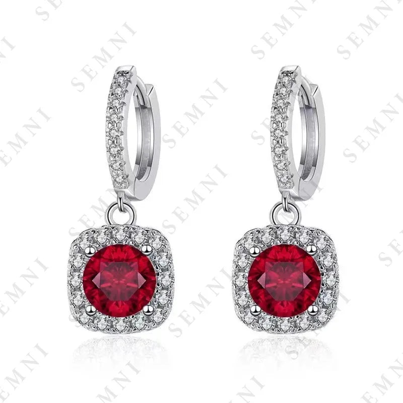 SEMNI 1.0/2.0/4.0/6.0ct Moissanite Diamond Drop Earrings for Women Ruby Sapphire Emerald Wedding Jewelry 925 Sterling Silver