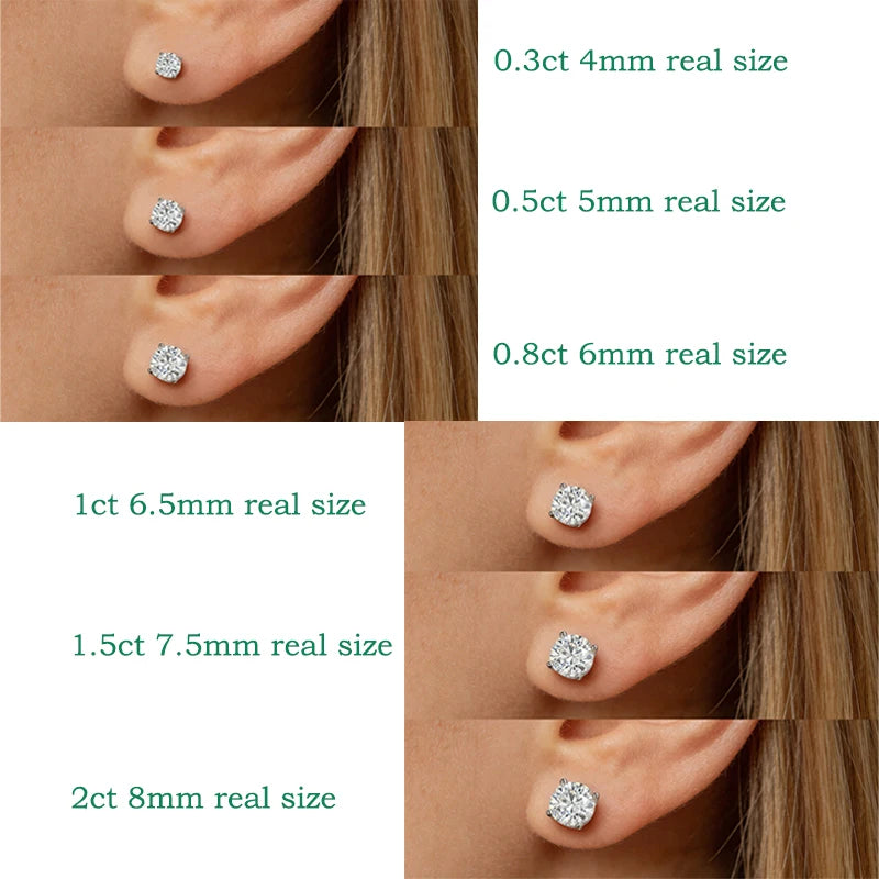Smyoue 0.1-3CT Test Passed Moissanite Studs Earrings for Men Women S925 Silver Platinum Plated Bride Wedding Lab Diamond Studs