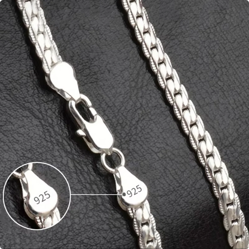 6mm Sideways Link Chain Necklace — 925 Sterling Silver | 18K Gold & Silver | Bracelet & Necklace | Unisex