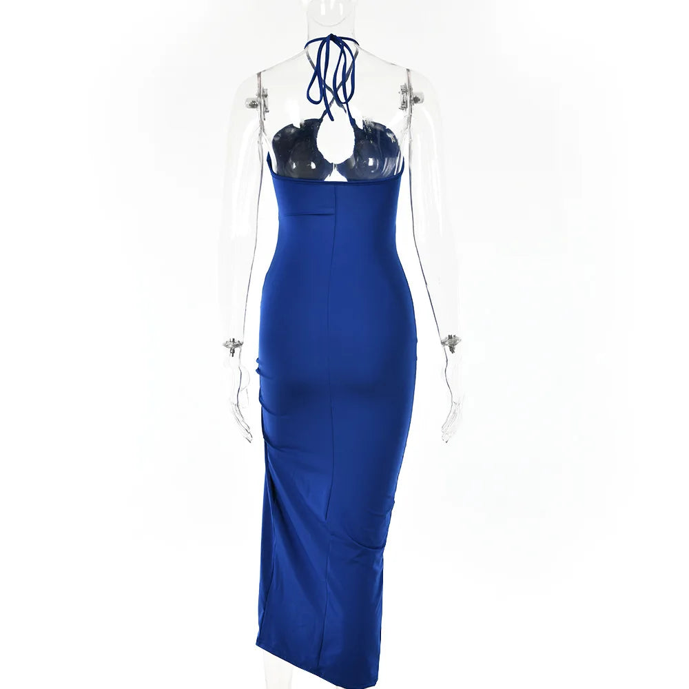 Women's Sleeveless Backless Bodycon Midi Dress – Slim Night Out & Club Dress