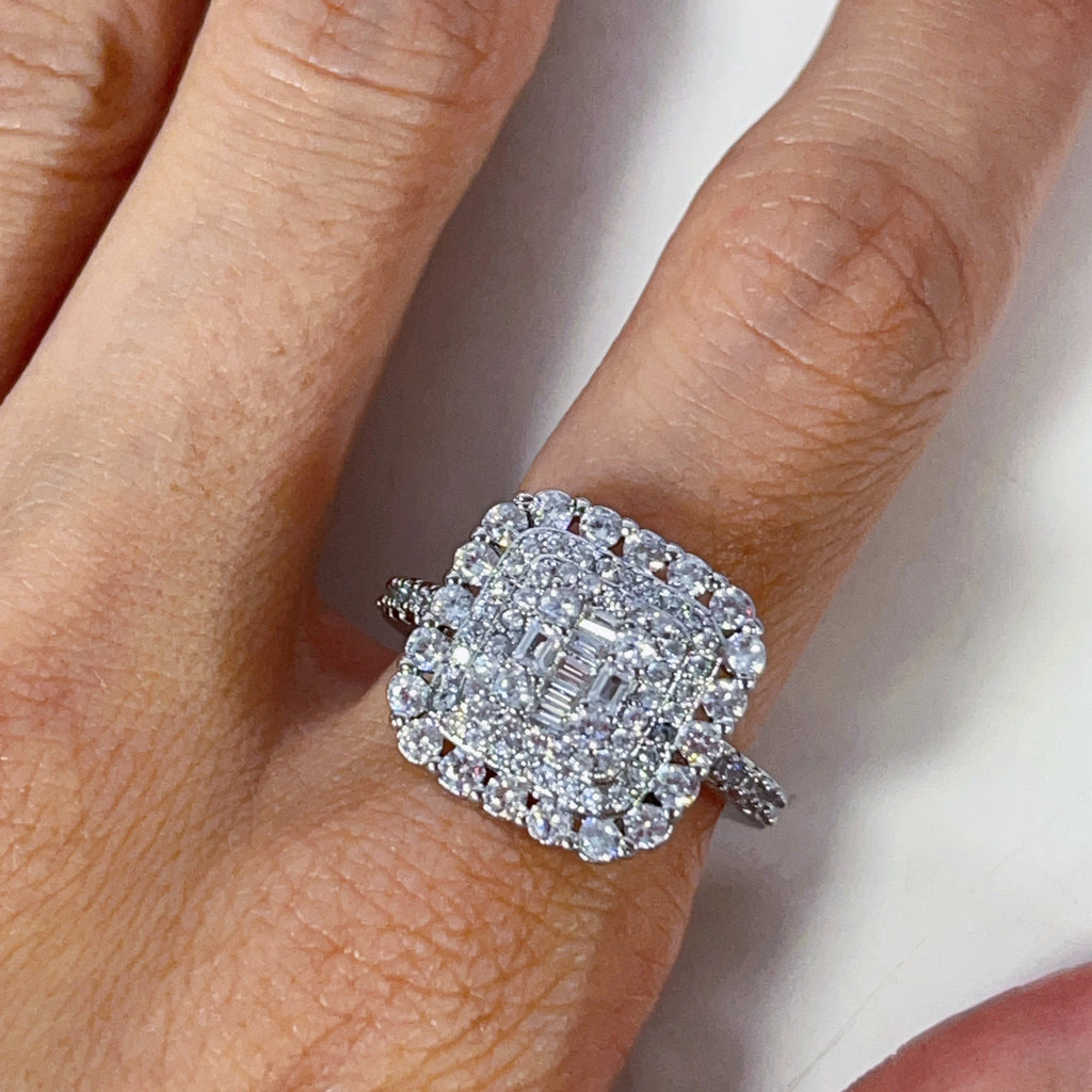 Gorgeous Moissanite Ring for Women S925 Silver Plated 18K Gold Muti Halo Diamond Luxury Wedding Party Fine Jewelry