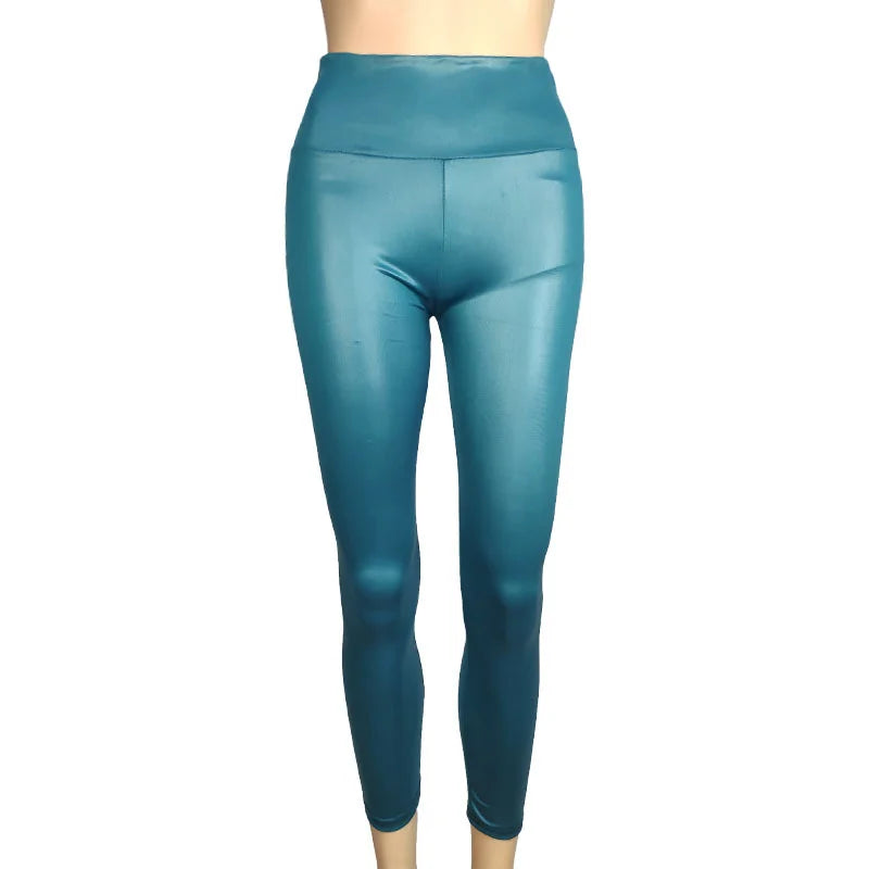 High-Waist Faux Leather Yoga Pants — High Elasticity Slim Fit Leggings | All Season | 4 Colors | XS–XXL
