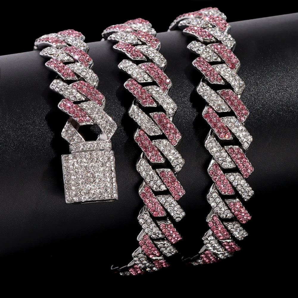 14mm Iced Out Rhombus Cuban Link Chain