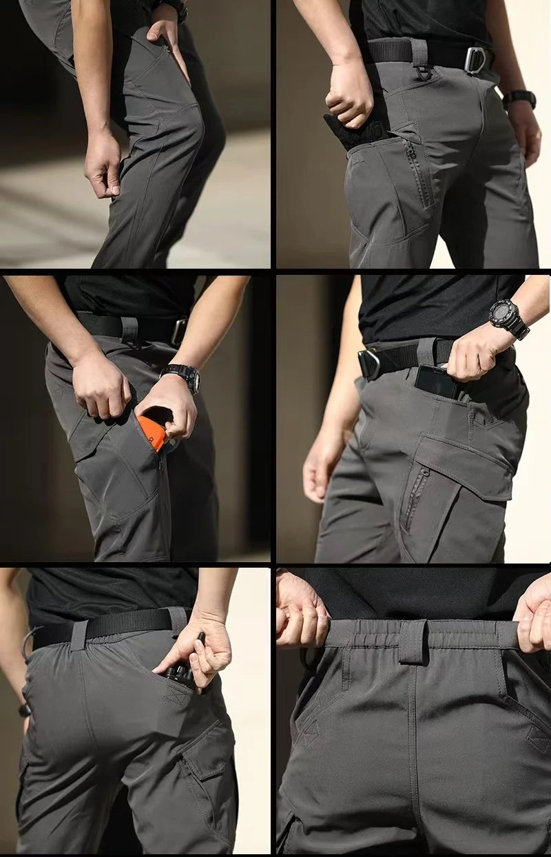 Men Tactical Elastic Pants Spring Autumn City Cargo Trousers Military Combat Hiking Camping Climbing Quick Dry Casual Sportswear