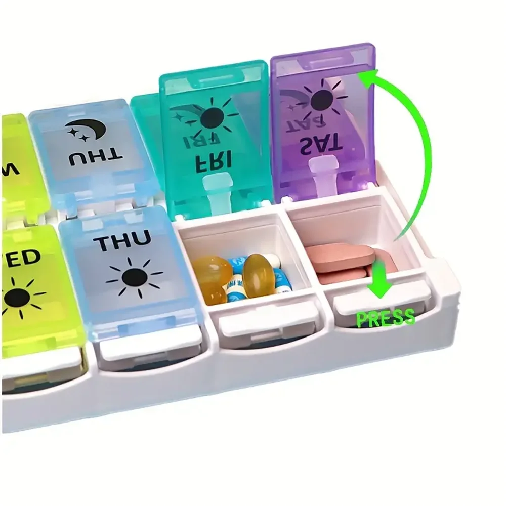 A Weekly Pill Organizer, A 7-day Pill Box, A Cute Pill Box For Travel, A Daily Pill Dispenser Stand Container For Medication