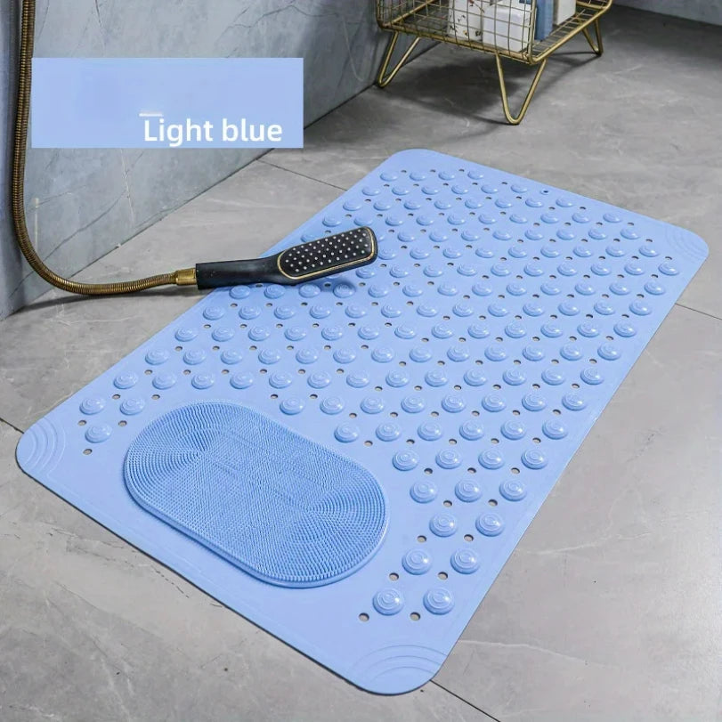 Textured PVC Shower Mat with Foot Scrubber | 36 × 69 cm