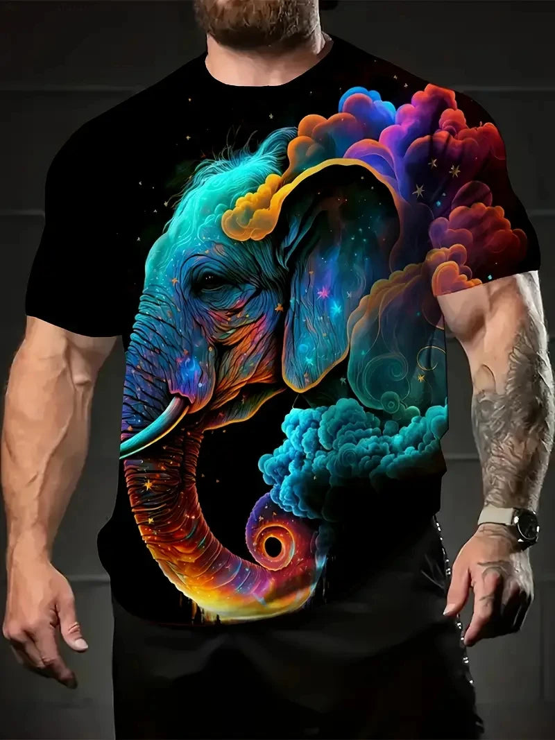 Men's fashion T-shirts interesting pattern 3D printing T-shirts casual graffiti short-sleeved T-shirts men's round neck T-shirts
