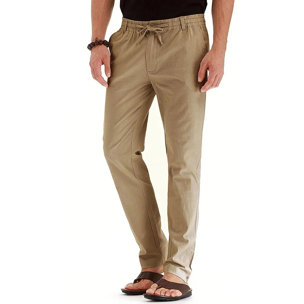 Casual Men's Pants European and American Loose Elastic Waist Cotton Versatile Solid Color Sports Pants