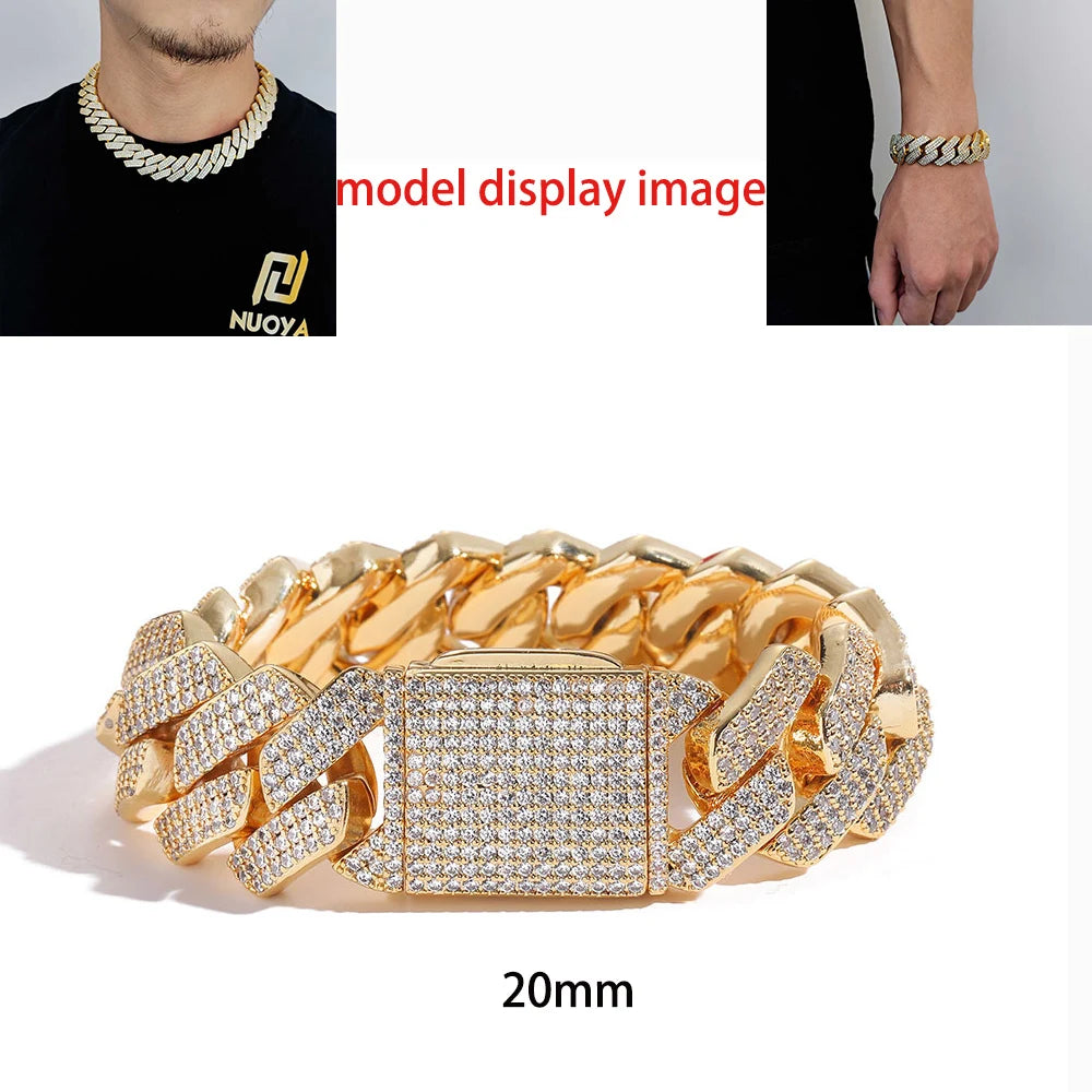 Iced Out CZ Cuban Link Chain — 10mm–20mm | Gold & Silver | Bracelet & Necklace | Men's Hip Hop Jewelry