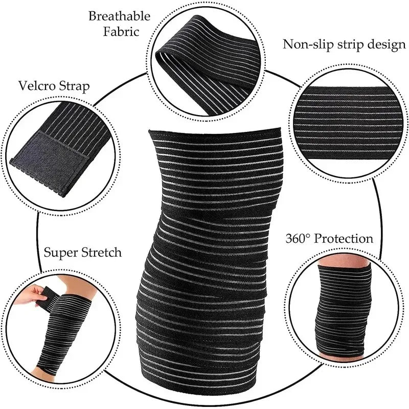 1PC Extra Long Elastic Knee Wrap Bandage Compression Brace Support for Leg Ligaments Stabilizing Squat Basketball Running