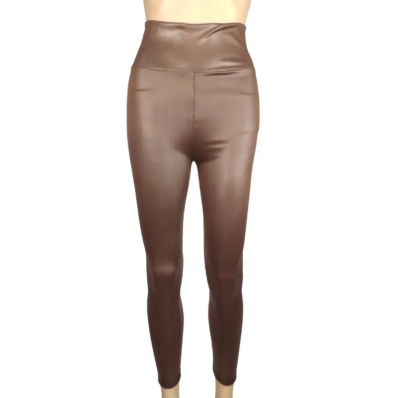 High-Waist Faux Leather Yoga Pants — High Elasticity Slim Fit Leggings | All Season | 4 Colors | XS–XXL