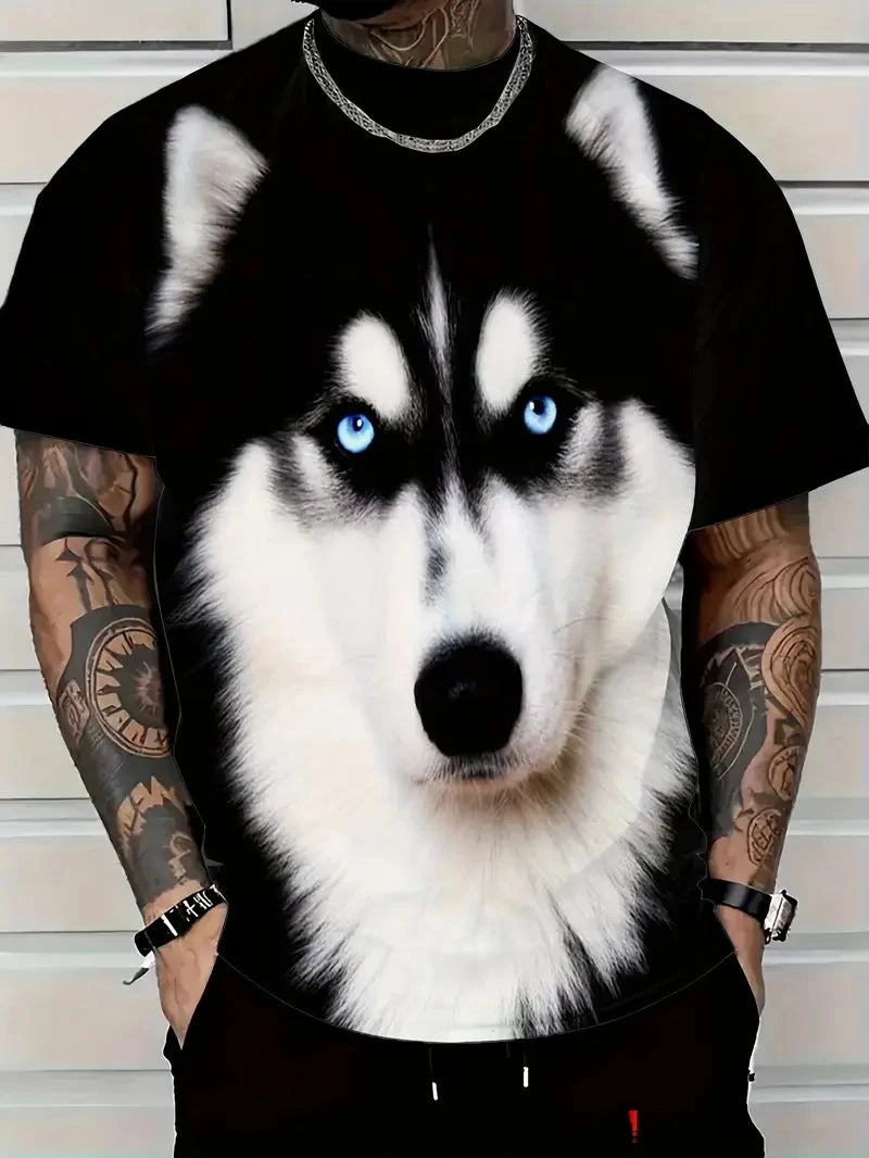 Men's fashion T-shirts interesting pattern 3D printing T-shirts casual graffiti short-sleeved T-shirts men's round neck T-shirts