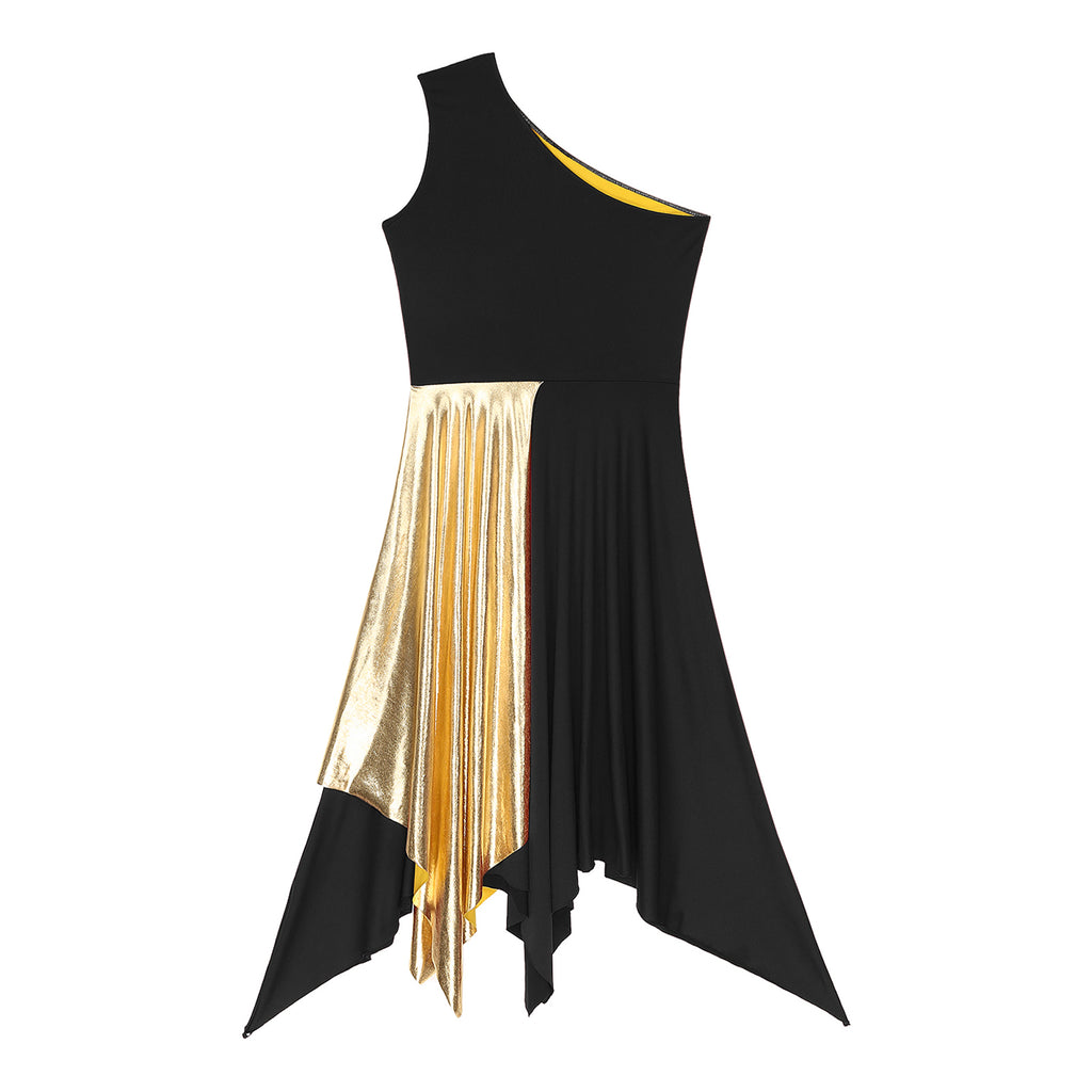 Women Church Choir Worship Praise Dress Modern Lyrical Dance Performance Costume One Shoulder Irregular Hem Dresses Dancewear