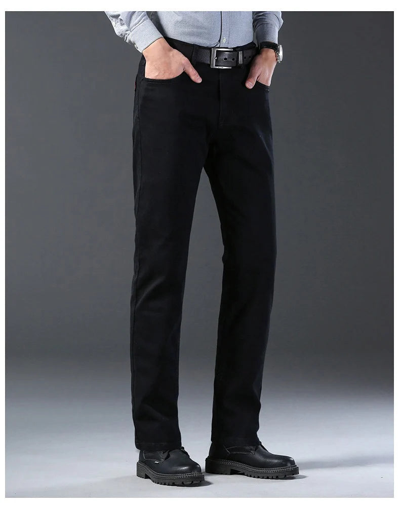 Men’s Classic Soft Stretch Black Straight-Leg Jeans