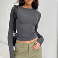Women's Long Sleeve Slim Fit T-Shirt – Soft Stretch Casual Pullover Top