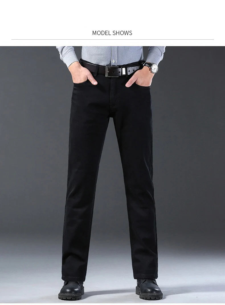 Men’s Classic Soft Stretch Black Straight-Leg Jeans