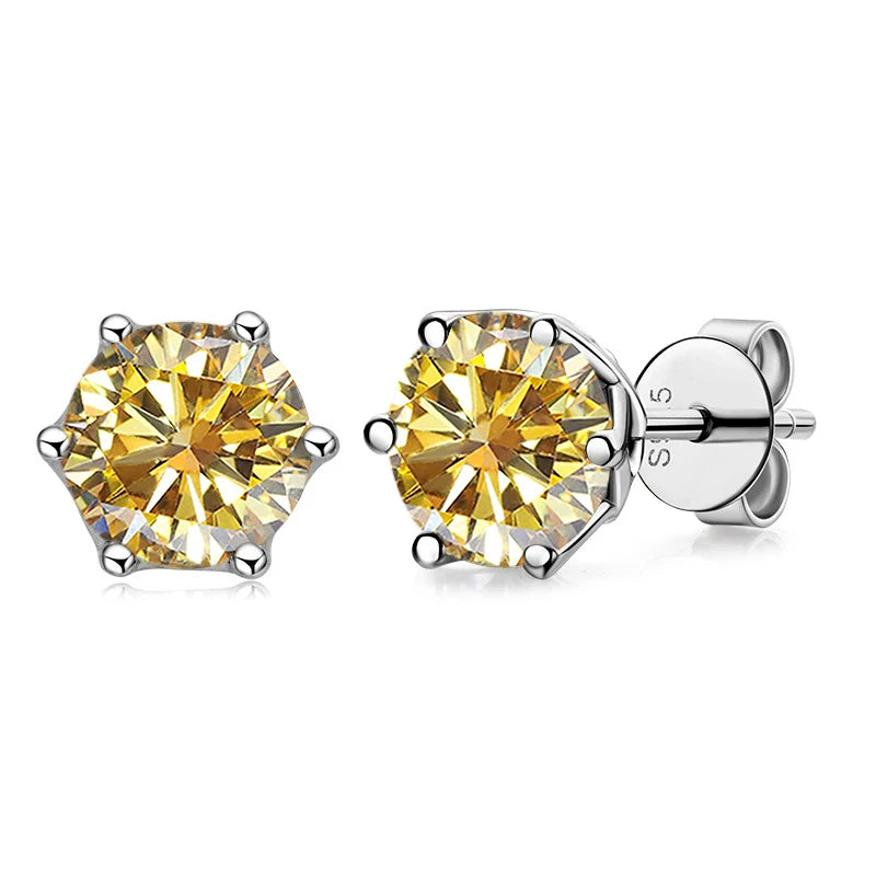 JoyceJelly VVS D Color Moissanite Stud Earrings — Russian Cut 8H8A | 925 Sterling Silver | 0.5CT–2CT | 20+ Colors
