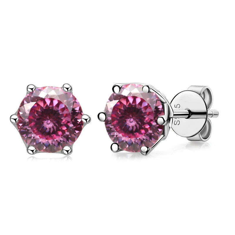 JoyceJelly VVS D Color Moissanite Stud Earrings — Russian Cut 8H8A | 925 Sterling Silver | 0.5CT–2CT | 20+ Colors