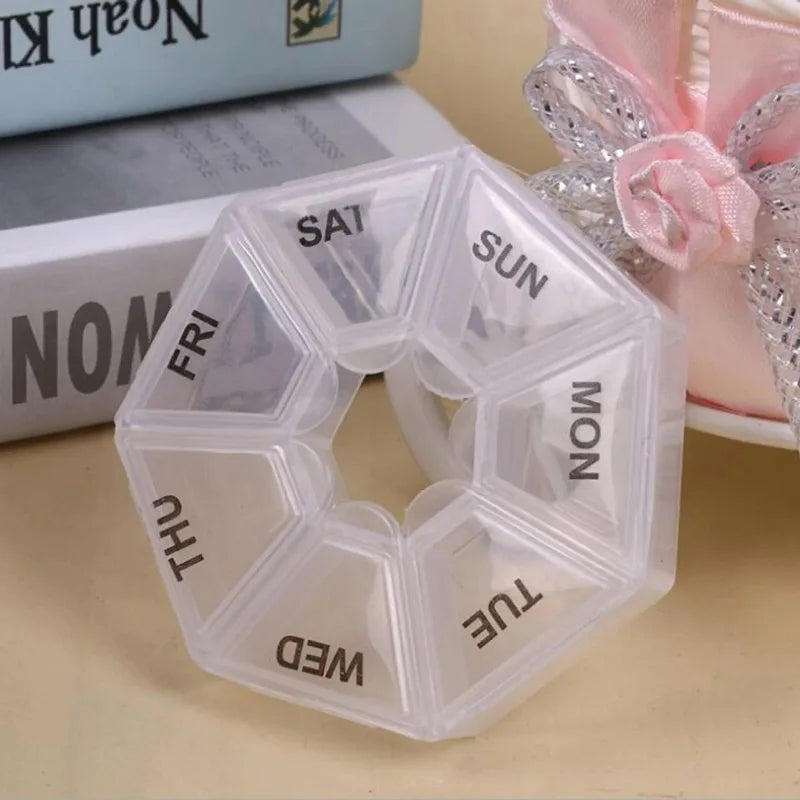 Weekly 7-day Pill Organizer Portable Travel Pill Box Multifunctional Small Medicine Case Black