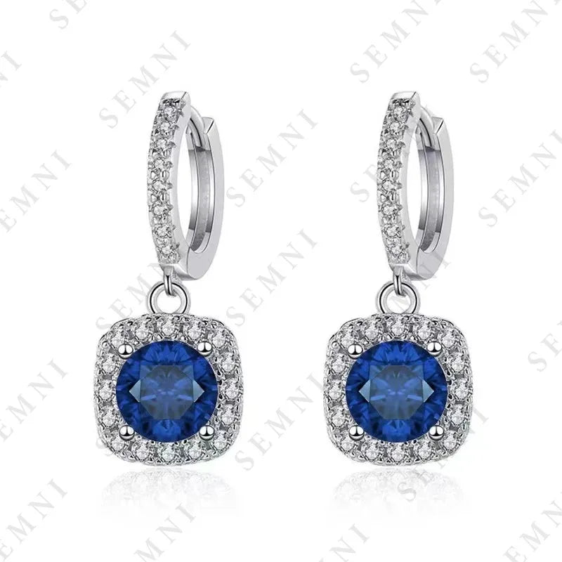 SEMNI 1.0/2.0/4.0/6.0ct Moissanite Diamond Drop Earrings for Women Ruby Sapphire Emerald Wedding Jewelry 925 Sterling Silver