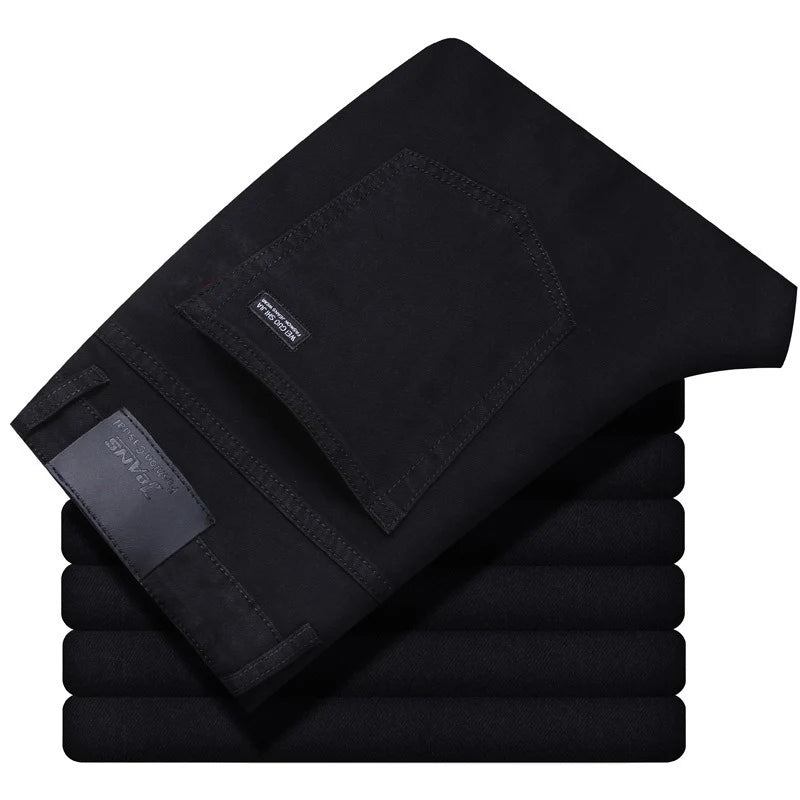 Men’s Classic Soft Stretch Black Straight-Leg Jeans