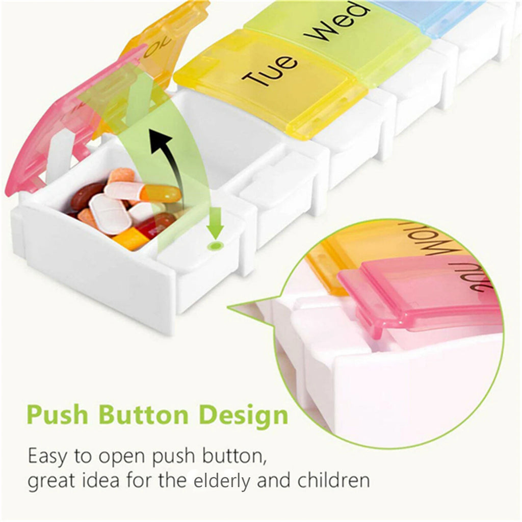 Pill Organizer for Travel Weekly Pill Box 7 Day Pill Case Daily Medicine Organizer 7 Compartments Pill Container
