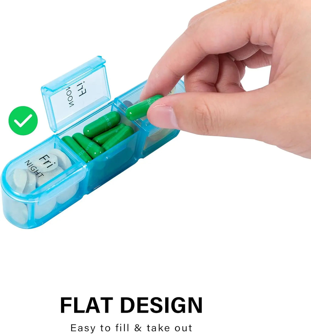 Pill Organizer 3 Times a Day - Pill Box 7 Day, Large Weekly Medicine Pill Organizer for Travel with Individual Compartments
