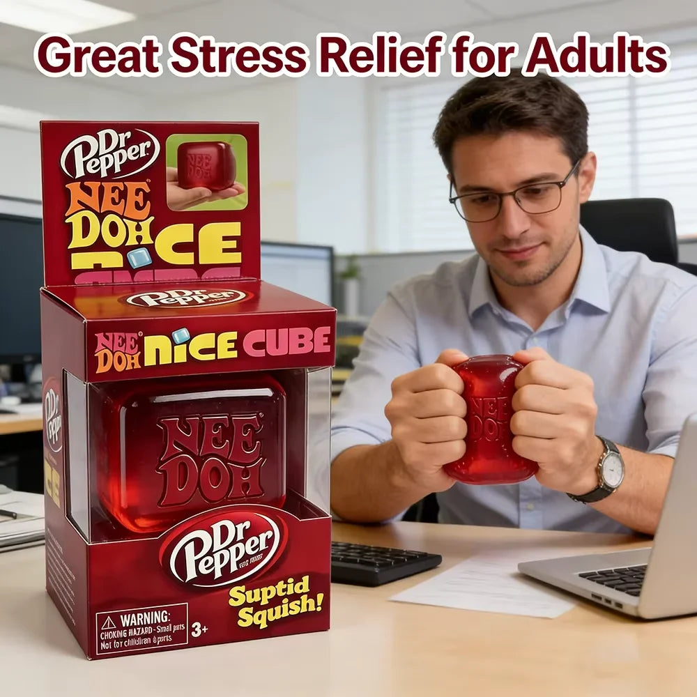 New Needoh Nice Cube Sensory Stress Reliever Fidget Tool for Anxiety Focus Desk Sensory Cube for Adults Kids Cube Squishy Toy