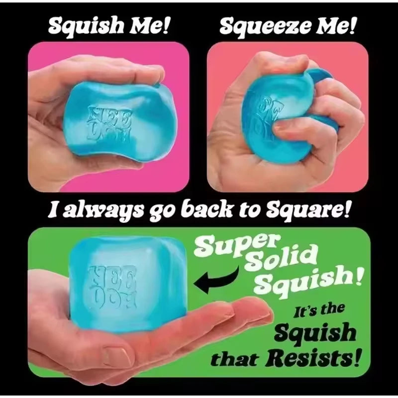 New Needoh Nice Cube Sensory Stress Reliever Fidget Tool for Anxiety Focus Desk Sensory Cube for Adults Kids Cube Squishy Toy