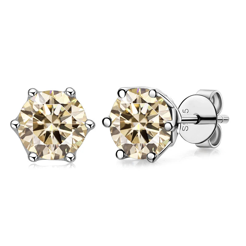 JoyceJelly VVS D Color Moissanite Stud Earrings — Russian Cut 8H8A | 925 Sterling Silver | 0.5CT–2CT | 20+ Colors