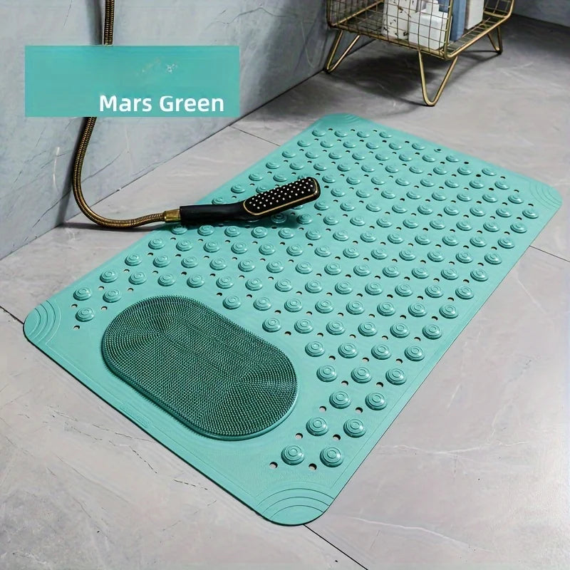Textured PVC Shower Mat with Foot Scrubber | 36 × 69 cm