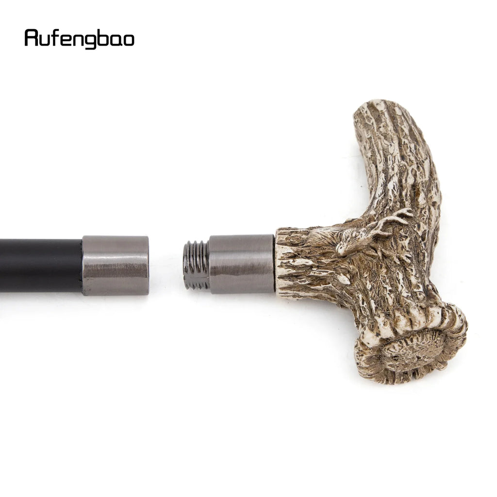 White Resin Deer Tree Root Head Walking Cane Fashion  Stick Gentleman  Cosplay Cane Knob Crosier 94cm  Performance Stage Cane