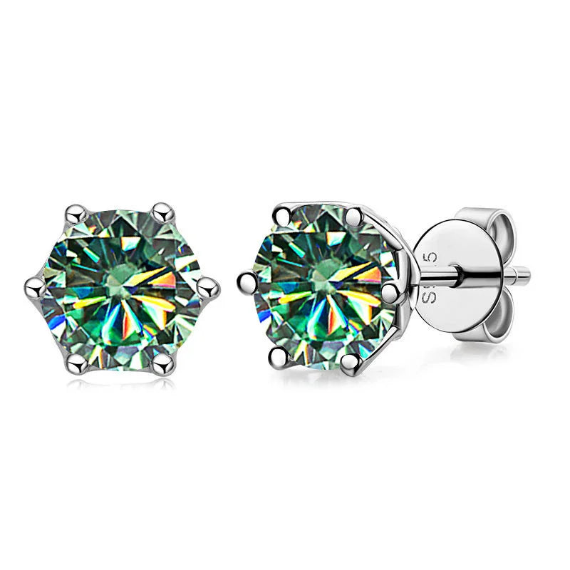 Butterflykiss D Color Moissanite Stud Earrings — 925 Sterling Silver | GRA Certified | 0.5CT, 1CT & 2CT | 20+ Colors