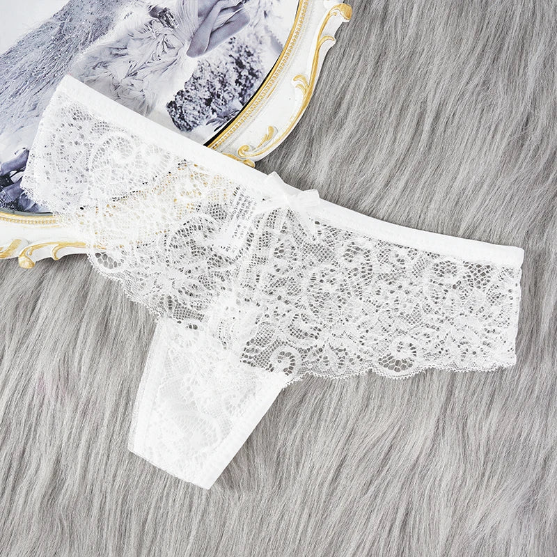 Lace Thong Panties — Brazilian Cut Low-Rise See-Through | Single or 3-Pack | S–XL