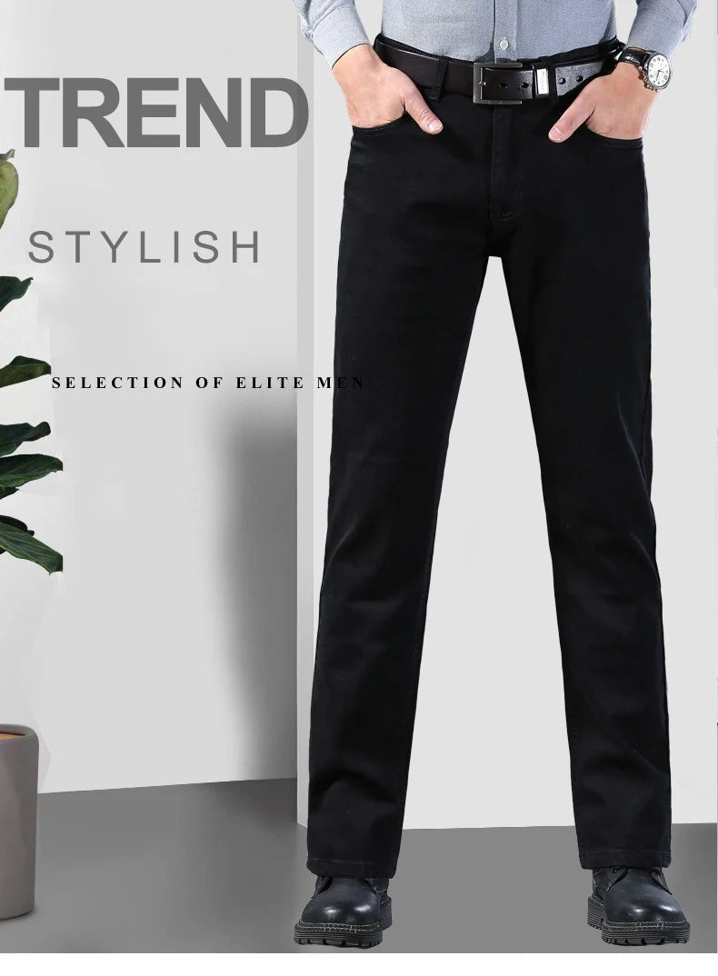 Men’s Classic Soft Stretch Black Straight-Leg Jeans