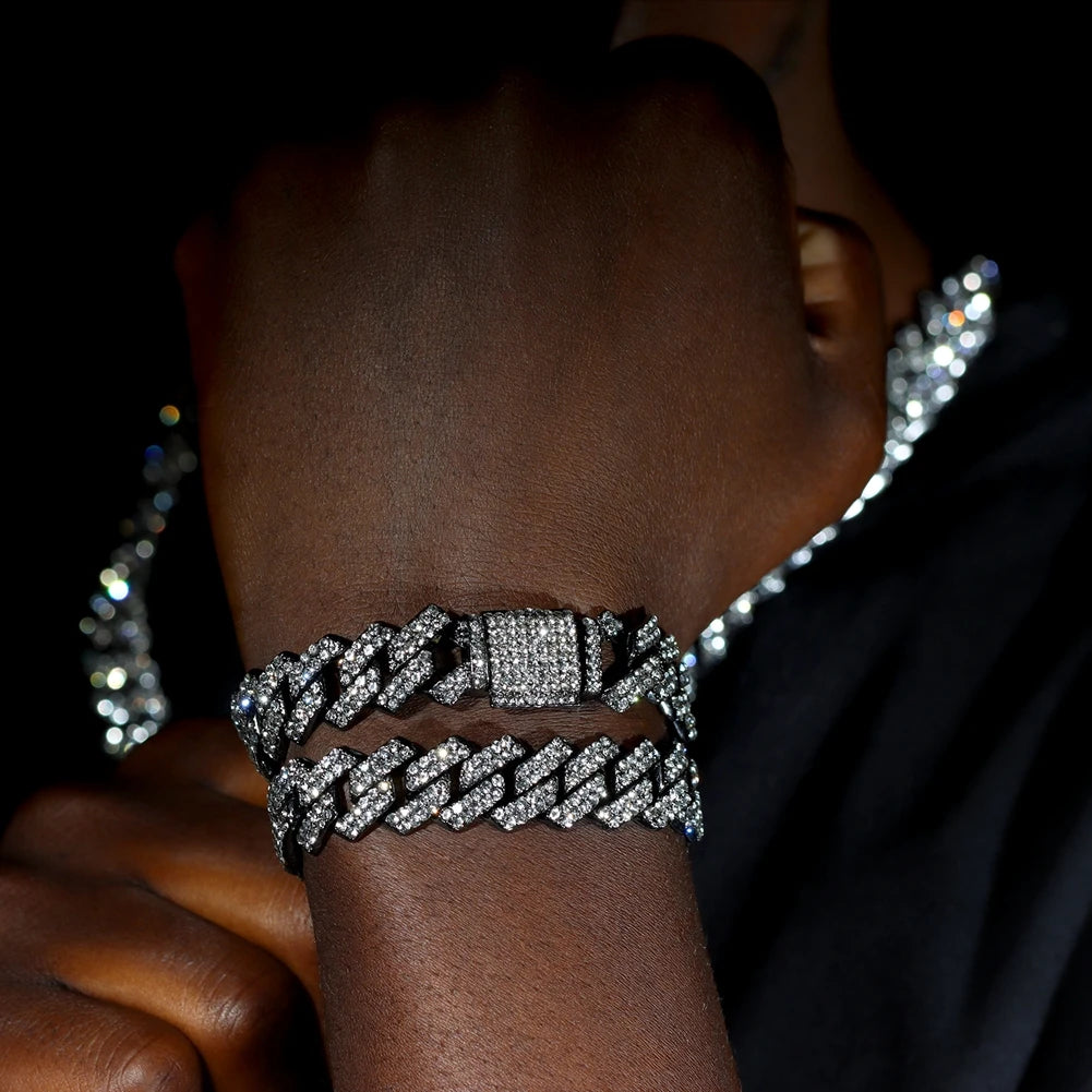 14mm Iced Out Rhombus Cuban Link Chain