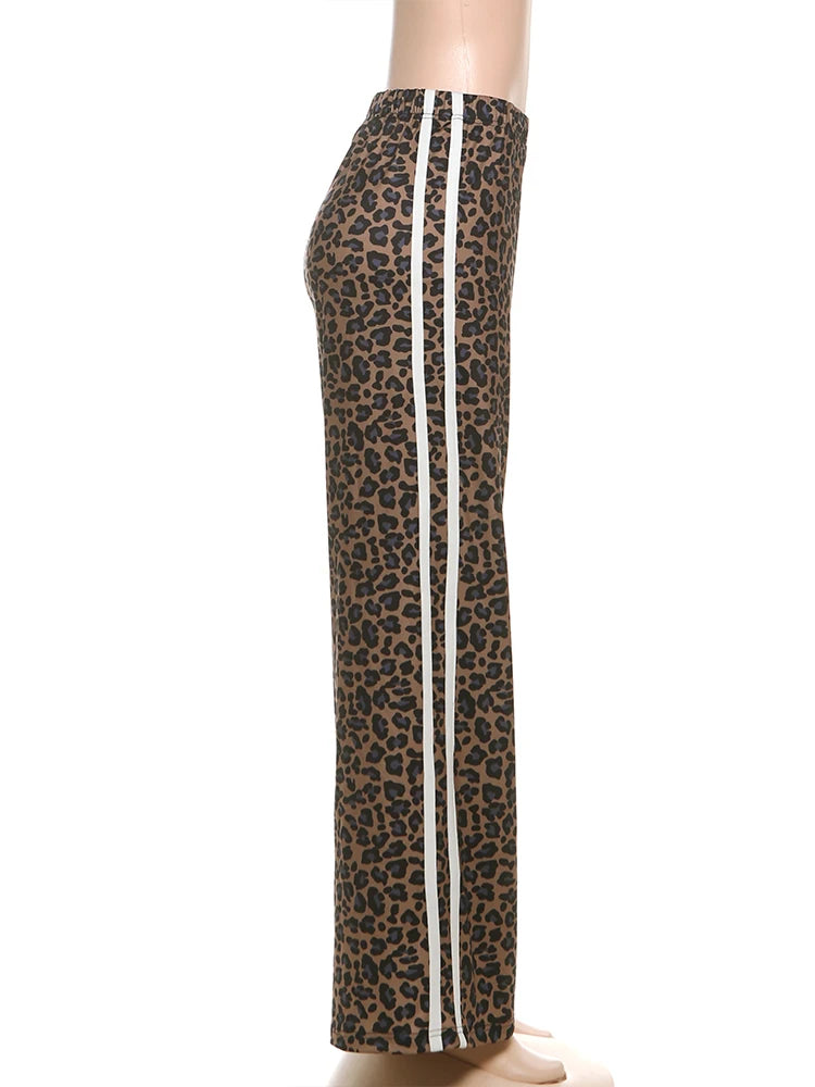 Leopard Print Wide-Leg Pants | High-Waist Ankle-Length Trousers