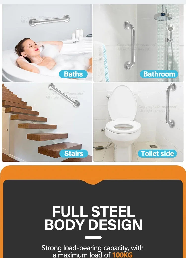 Stainless Steel Grab Bar Anti Slip Shower Safety Support Handle Bathroom Tub Toilet Handrail Prevent Falls Bathroom Fixture