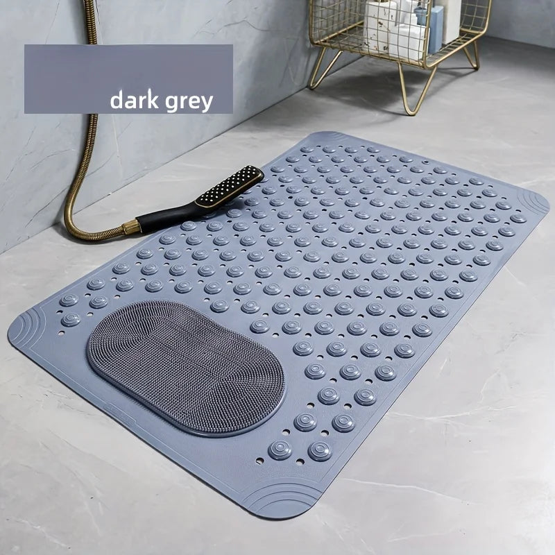 Textured PVC Shower Mat with Foot Scrubber | 36 × 69 cm