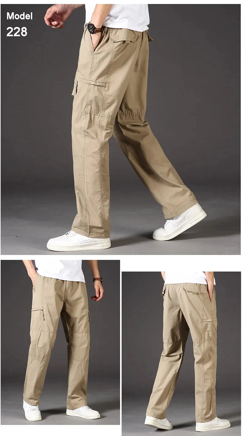 Men's Cargo Pants Cotton Black Work Pants Summer Casual Climbing Joggers Man Sweatpants Sports Spring Autumn Twill Trousers