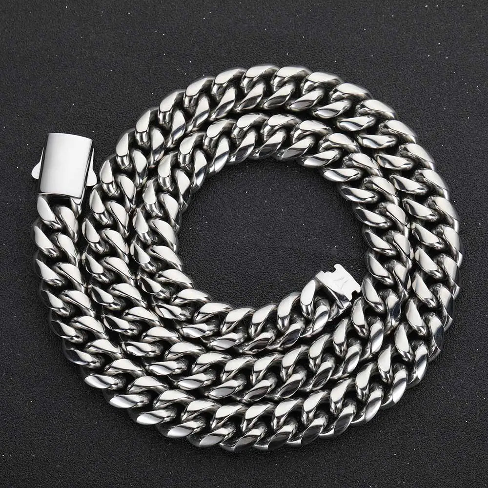 Stainless Steel Cuban Link Necklace or Bracelet – 8–14mm
