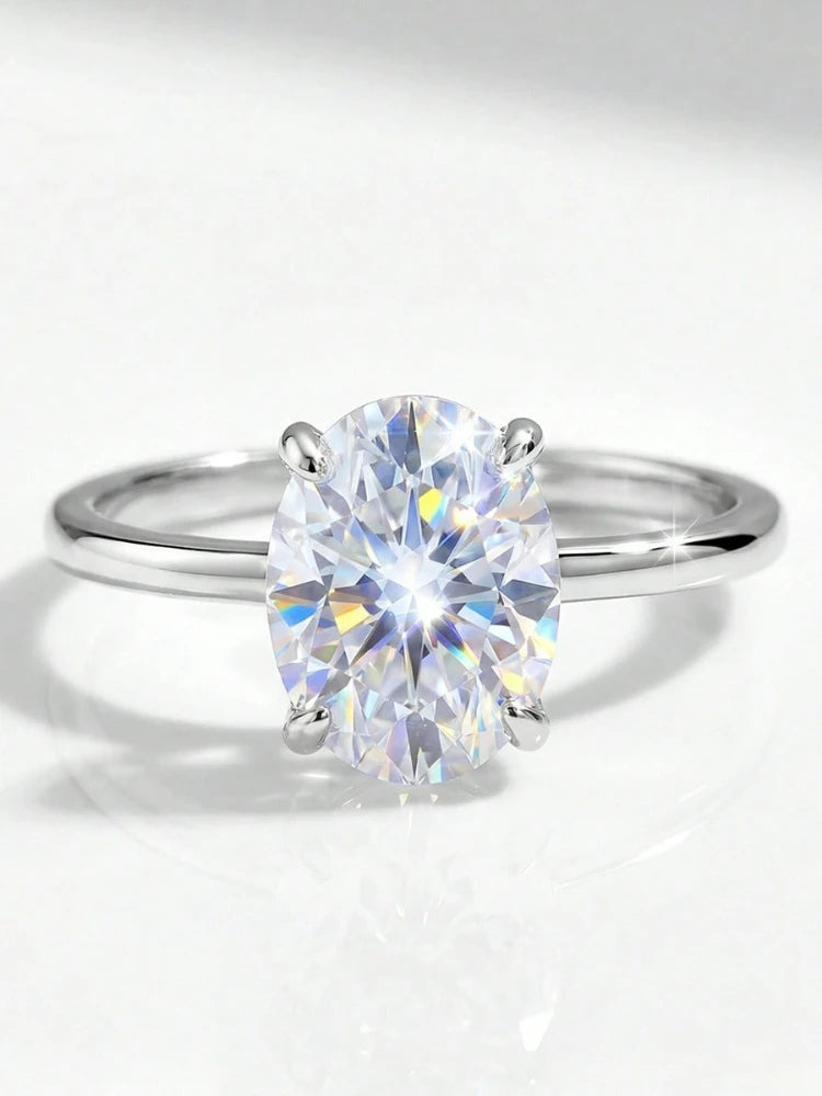 1.5 Carat Brilliant Oval Moissanite Diamond Engagement Wedding Rings for Women Real 925 Sterling Silver Fine Jewelry