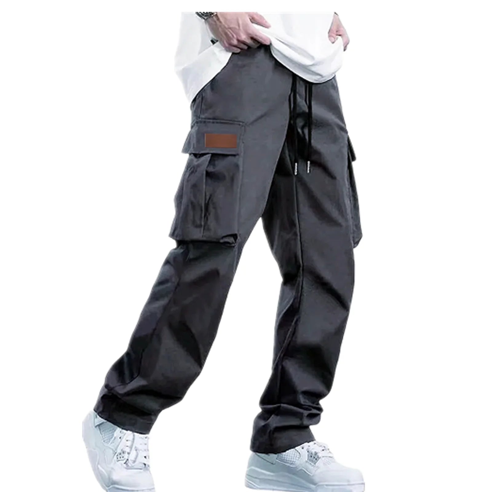 2026new men's workwear pants, European and American men's loose straight casual pants, men's workwear pocket pants