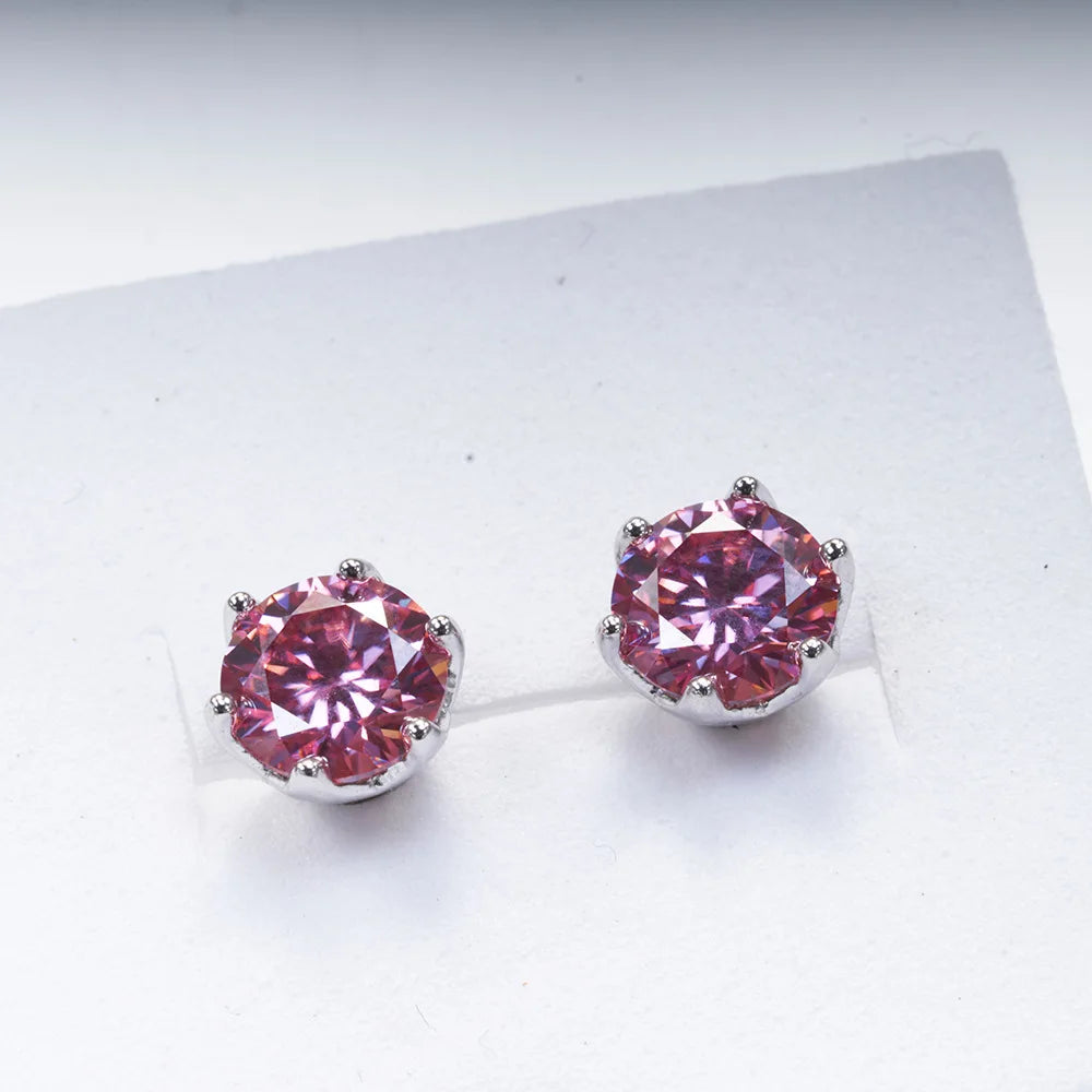 Butterflykiss D Color Moissanite Stud Earrings — 925 Sterling Silver | GRA Certified | 0.5CT, 1CT & 2CT | 20+ Colors