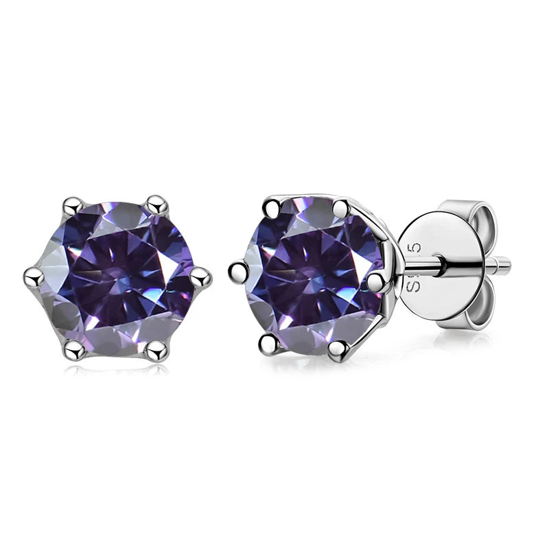 Butterflykiss D Color Moissanite Stud Earrings — 925 Sterling Silver | GRA Certified | 0.5CT, 1CT & 2CT | 20+ Colors