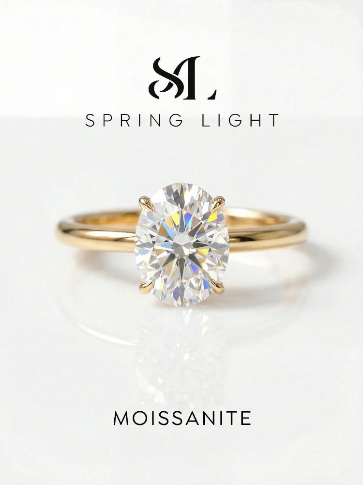 1.5 Carat Brilliant Oval Moissanite Diamond Engagement Wedding Rings for Women Real 925 Sterling Silver Fine Jewelry