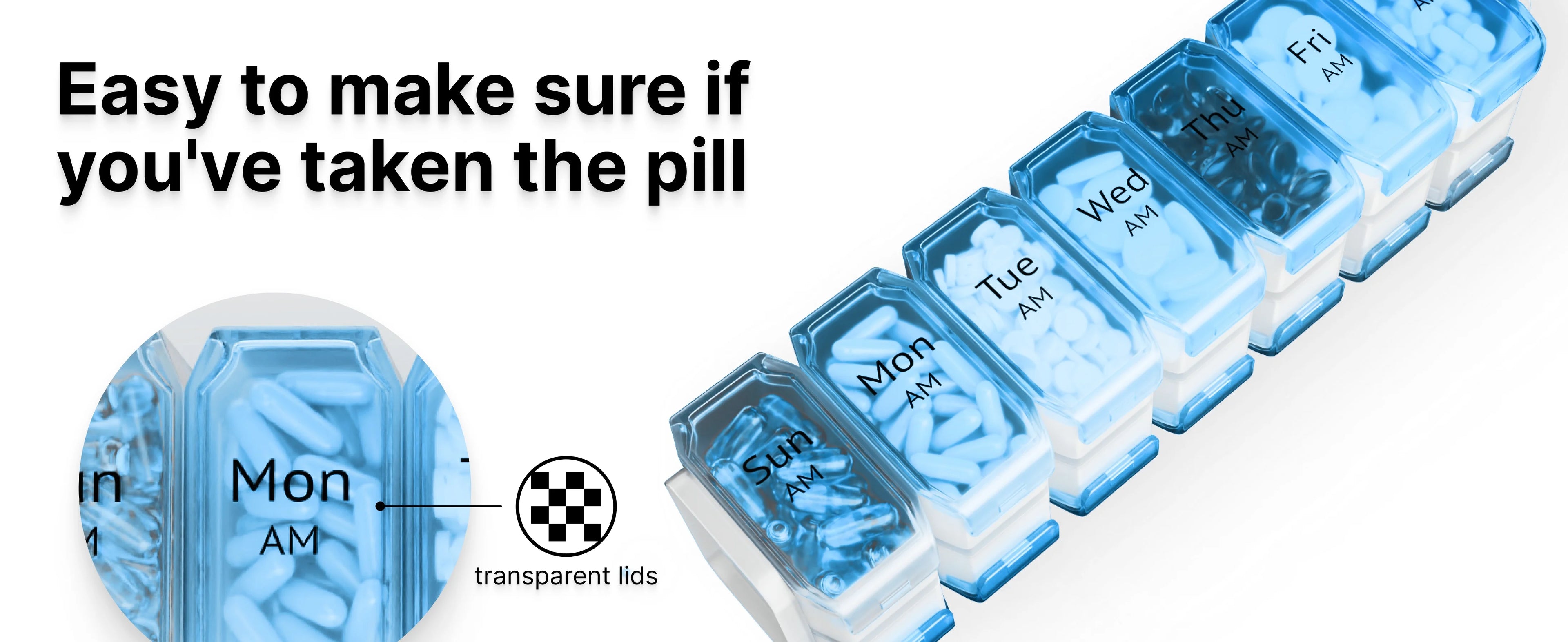 Extra Large Pill Organizer- XXL Pill Box for 7 or 14-Day - Weekly Pill Organizer with AM PM Large Compartments Big Pill Case