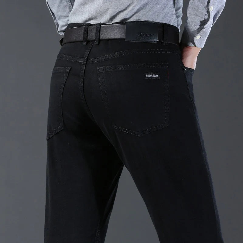 Men’s Classic Soft Stretch Black Straight-Leg Jeans