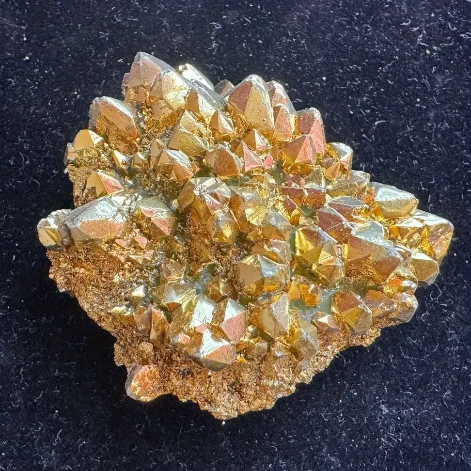 Natural Stone Golden Aura Geode - Crystal Cluster with Electroplated Golden CoatingGift, Mineral Specimen for crystal healers
