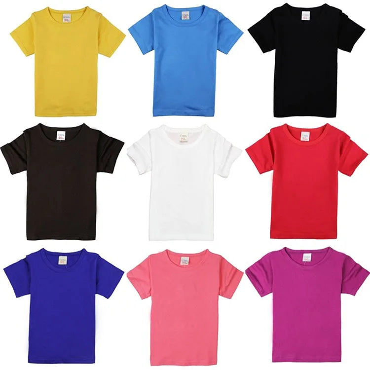 2-16 Years Boys Tshirts Cotton Short Sleeve Girls Clothes Summer Solid T-shirt Teenage Children Tees Kids Korean Top Baby  Cloth